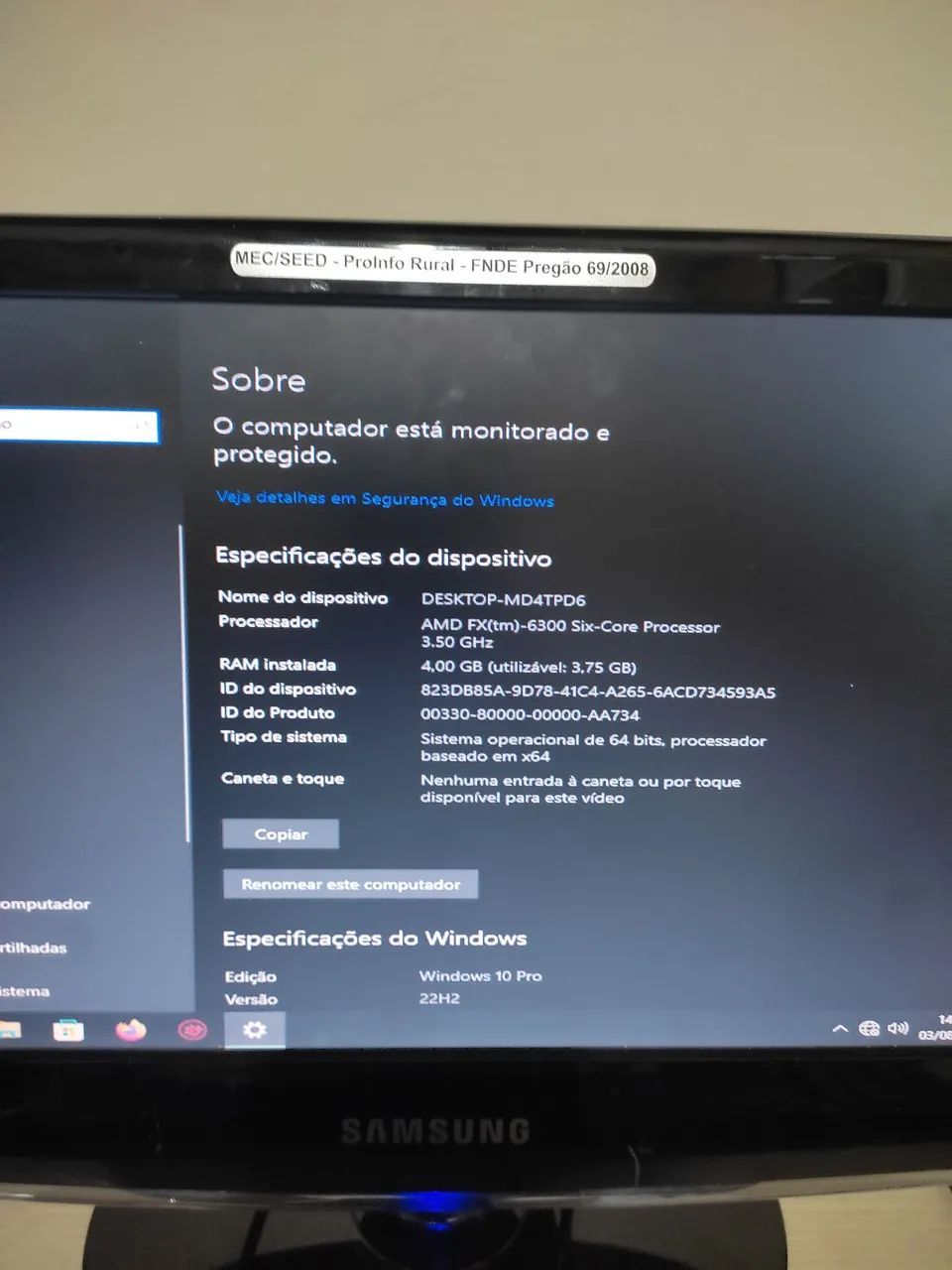 Pc completo AMD FX-6300 4gb 500HD64319032404994124