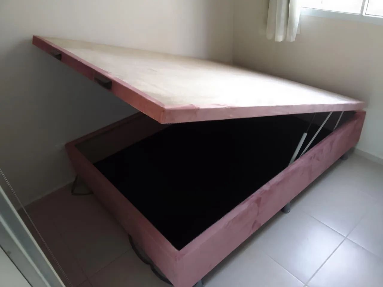 Baú casal Rosa suede camurça 