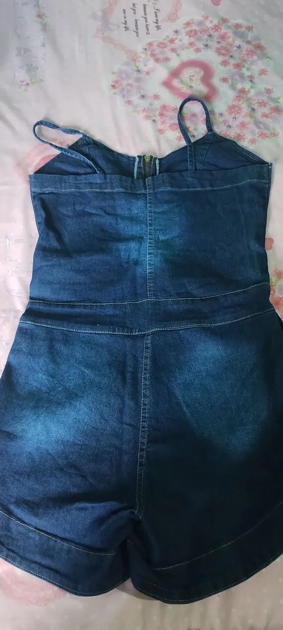 Macacão jeans tamanho G veste até 42 - Foto 3
