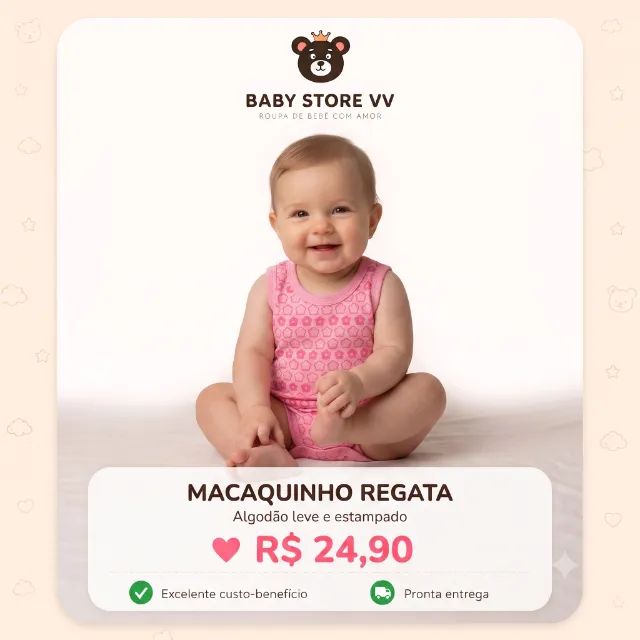 Macaquinho regata em algodão macio - Foto 2