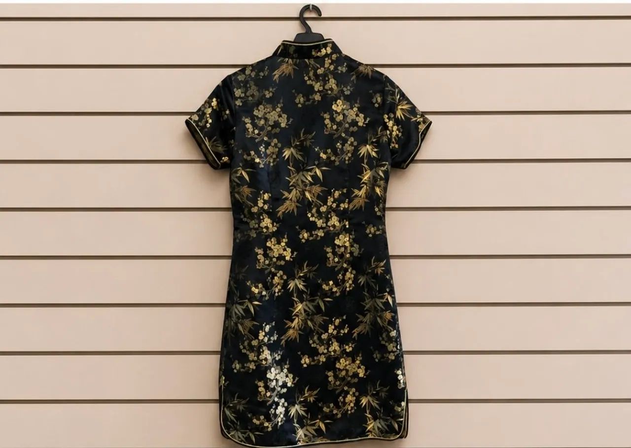 Vestido estilo japonês preto com dourado - Foto 2