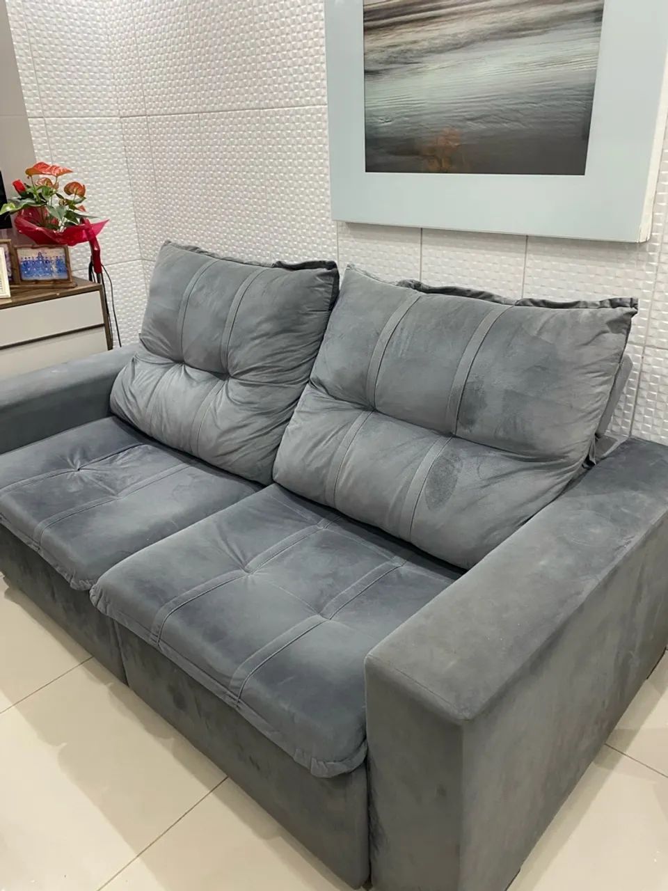 Sofá Retrátil Cinza 