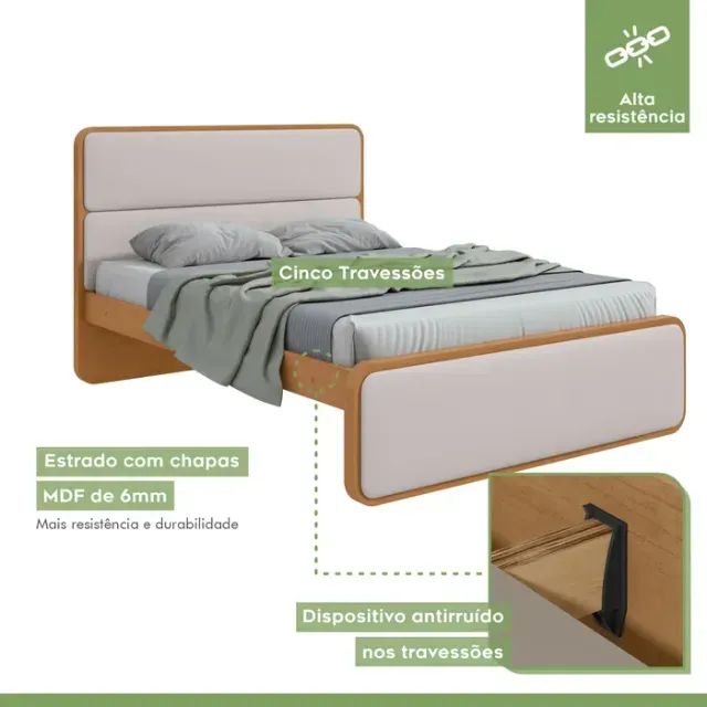 Cama Casal Loop Luxo 1,40m Easy Like Acabamento Premium - Foto 2