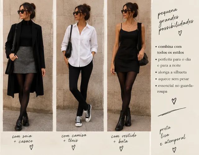 Meia-calça preta lisa básica - Foto 3