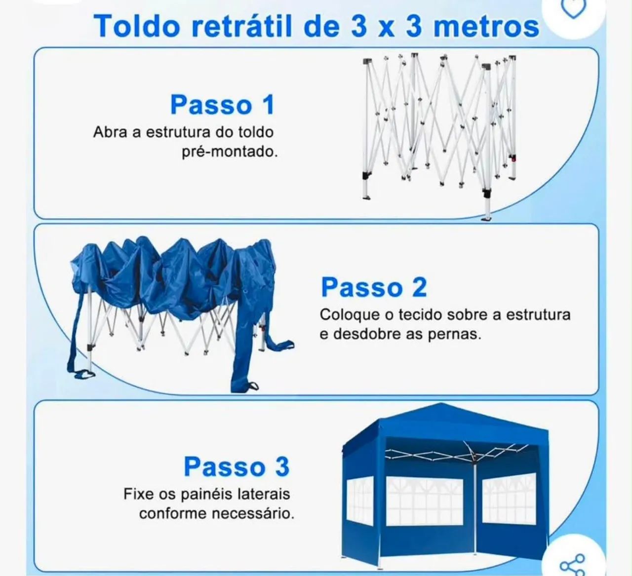 Tenda Sanfonada 3x3 com lonas - Foto 3