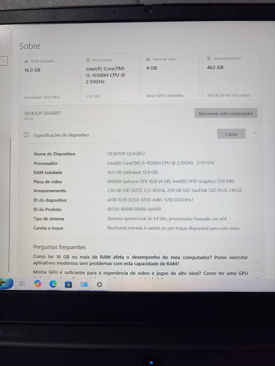 ? NOTEBOOK LENOVO i5 + GTX 1650 + 16GB RAM | 2 SSDs  - Foto 3