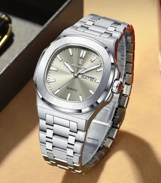 Relógio de pulso Poedagar 853 Silver Gun Grey com pulseira em aço