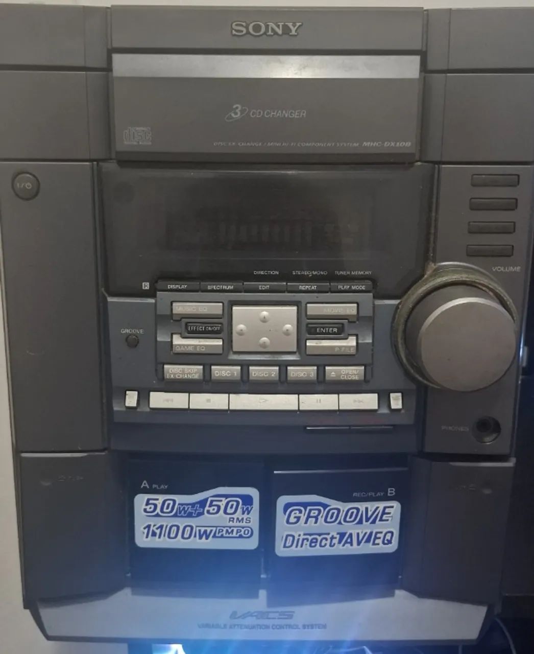 Sony Sound System MHC-DX10B c/ defeito, caixas funcionando.