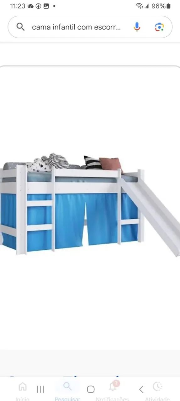 Cama infantil com escorregador e colchão novo