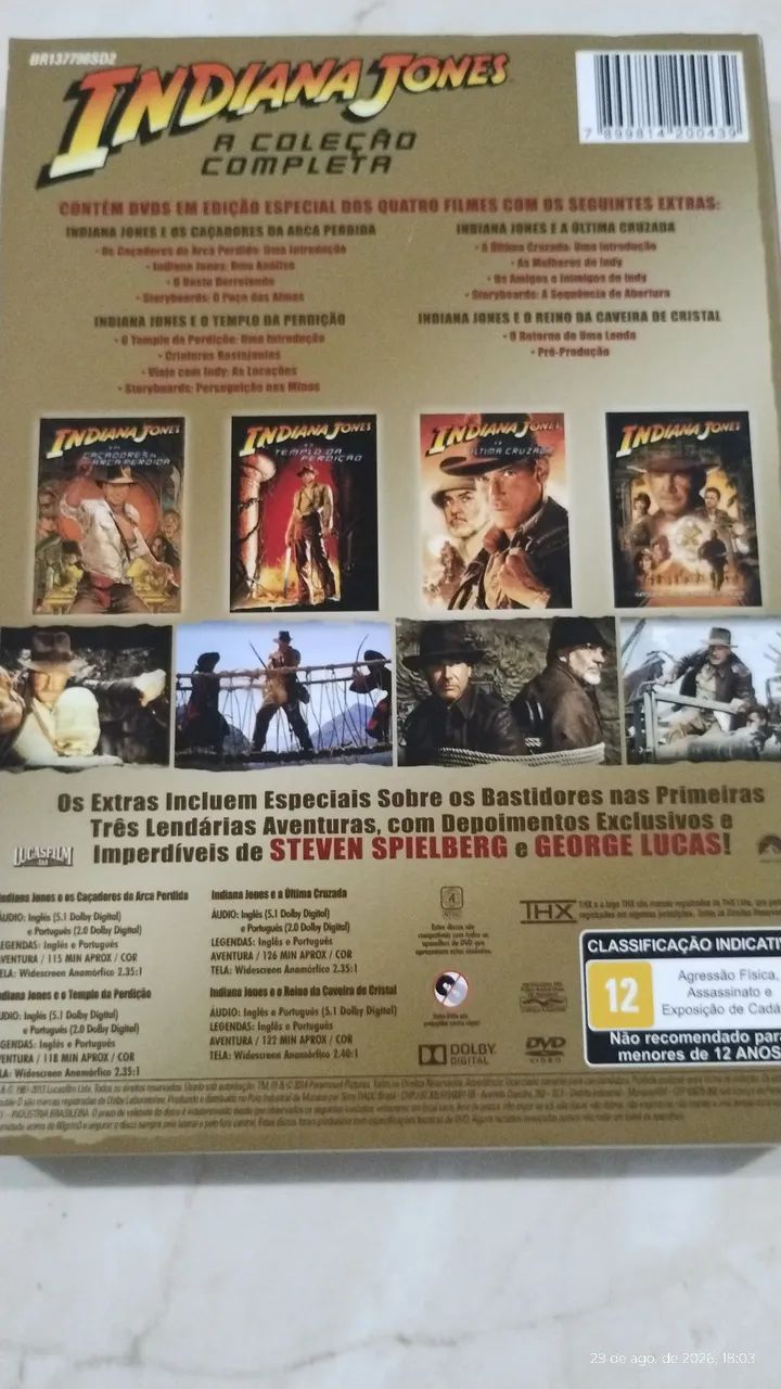 Raridade Box quadrilogia Indiana Jones com 4 dvds  - Foto 2