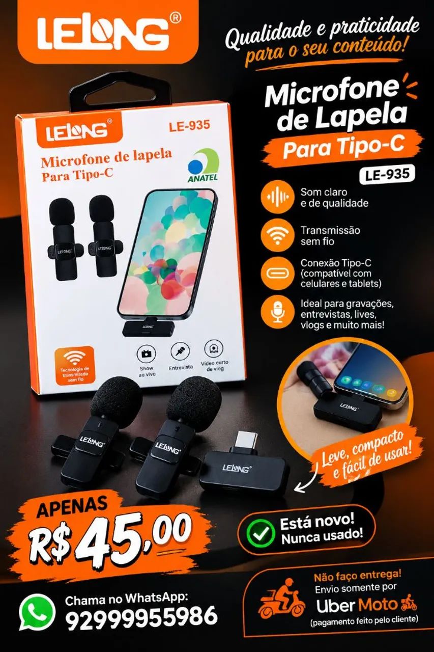 MICROFONE PARA GRAVAR VÍDEOS 