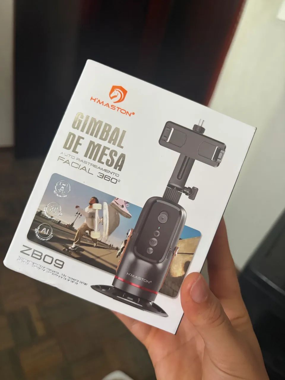 gimbal de mesa inteligente com rastreamento facial automático de 360° - Foto 3