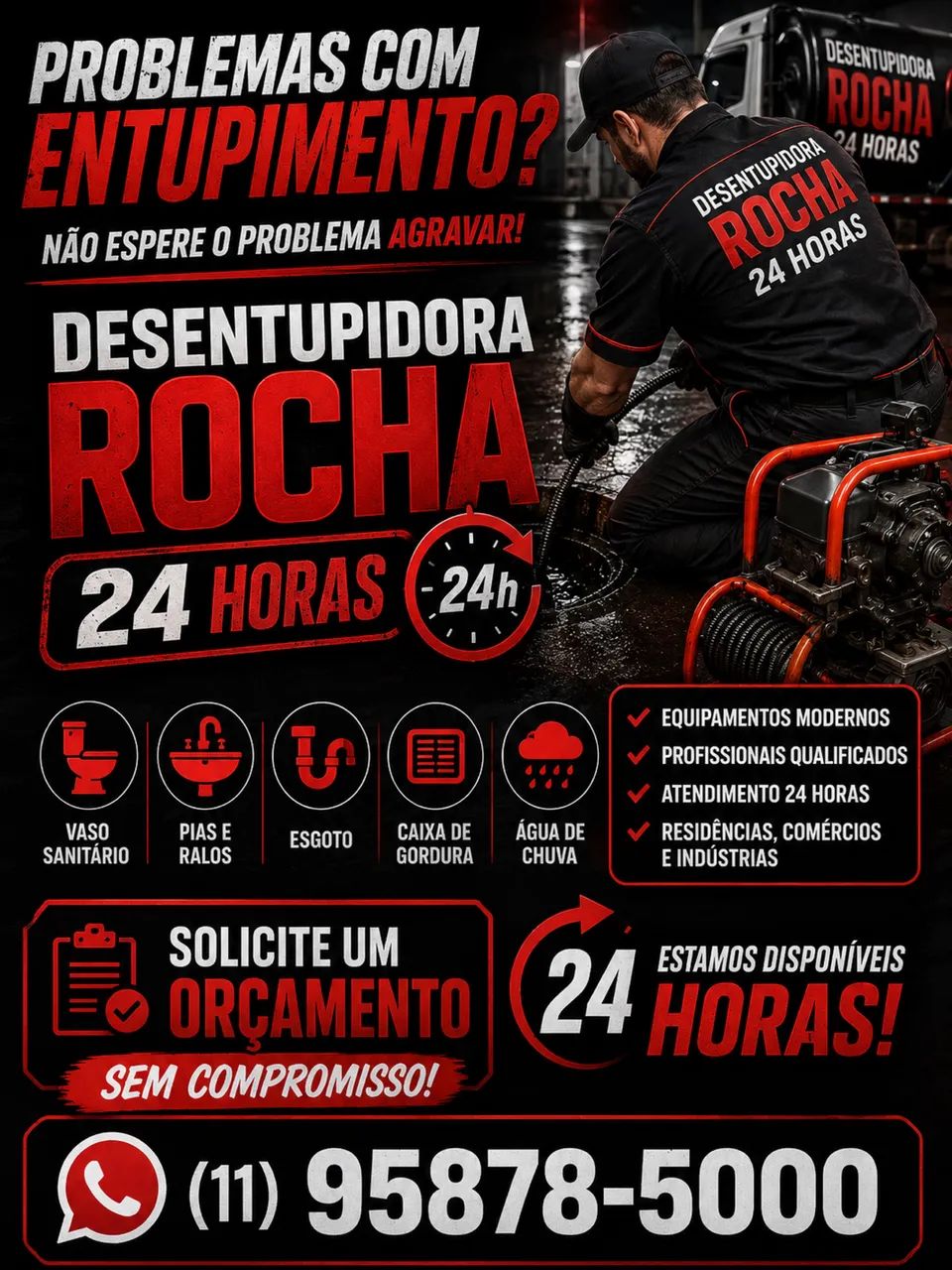 Desentupidora na leste 24horas 