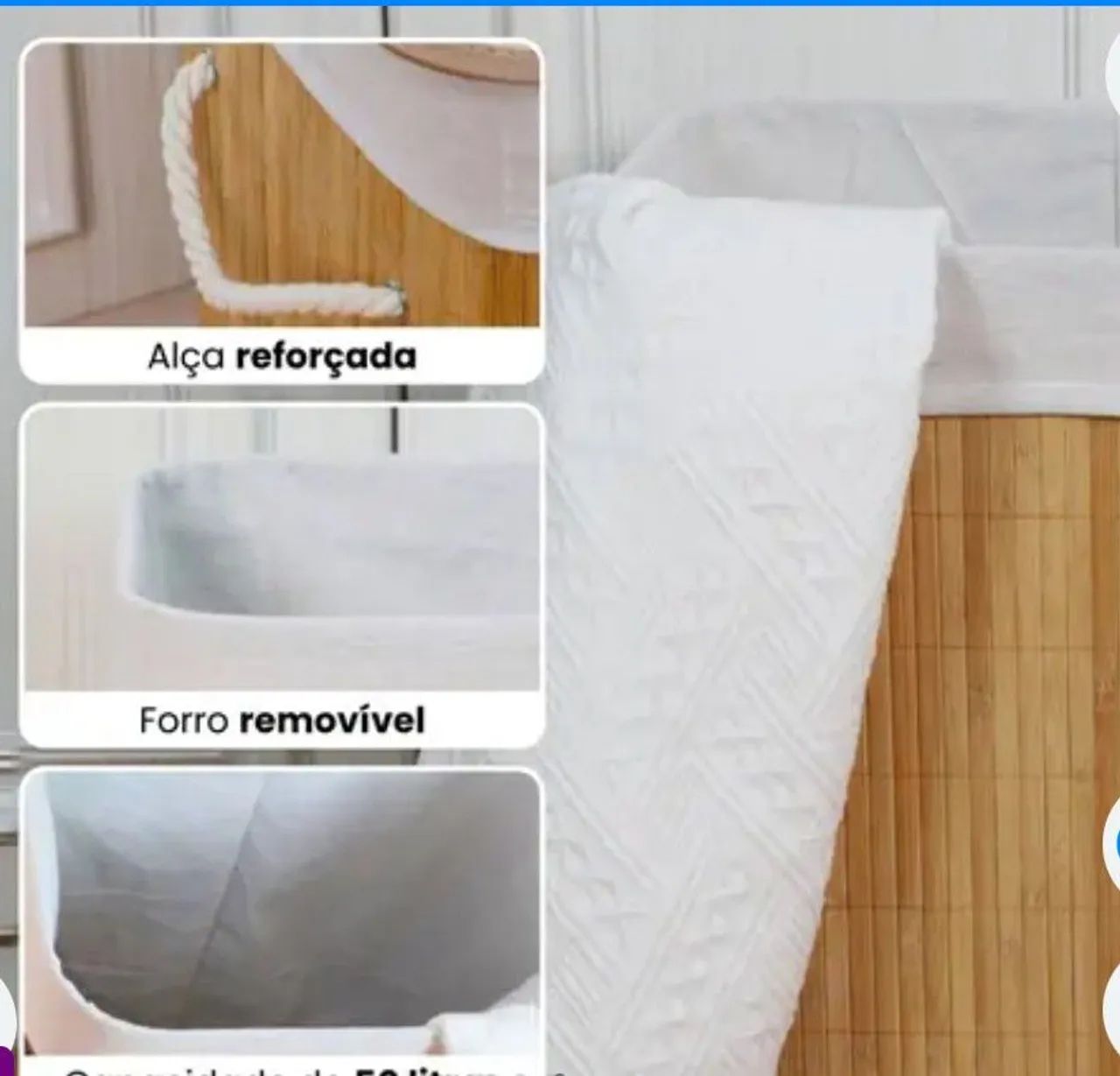 Cesto de roupas de bambu  - Foto 3