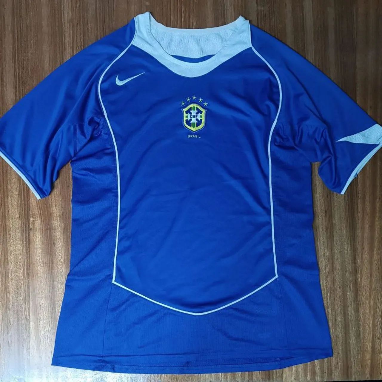 Camisa Original 2004 2005 CBF Seleção Brasileira Azul Nike Total 90 Tamanho P Brasil  - Foto 3