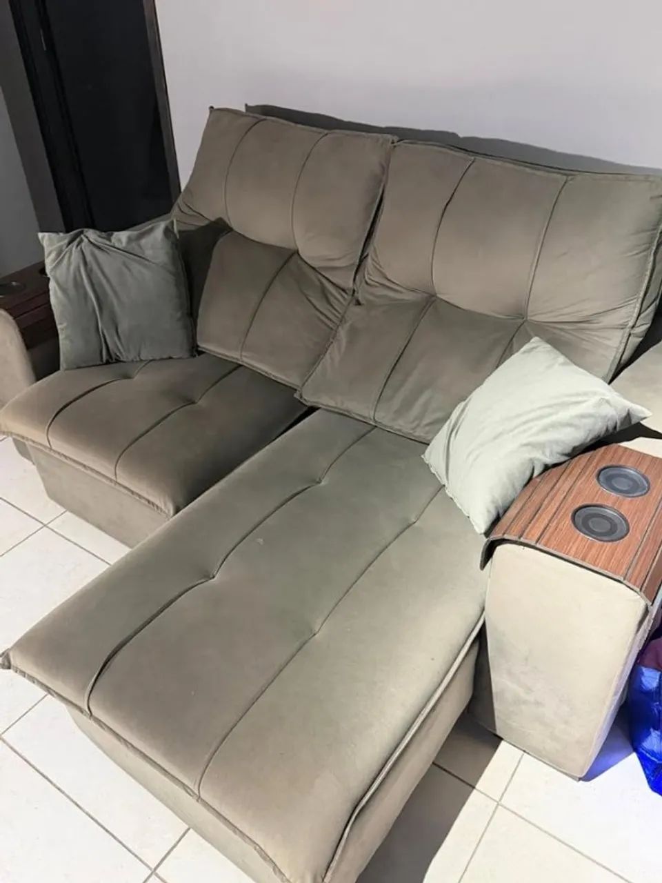 Sofá 2 Lugares Cinza Retrátil - Foto 2