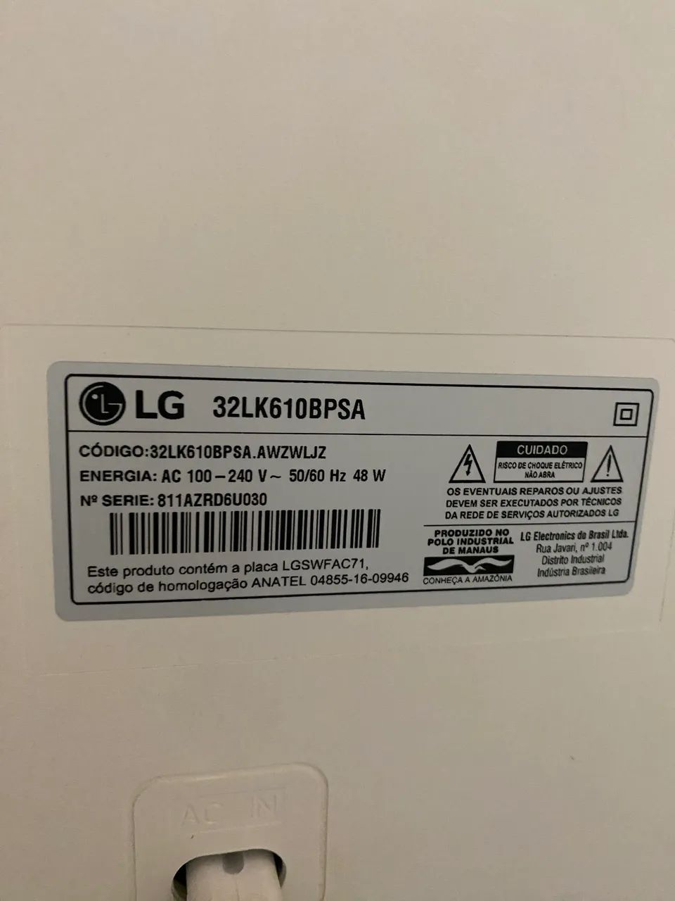 Vendo Tv Smart LG branca 32 polegadas 