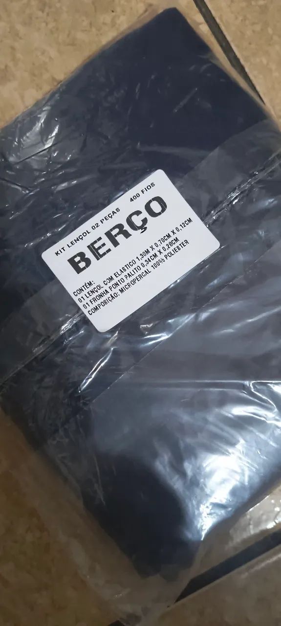 Kit lençol de berço 400 fios azul