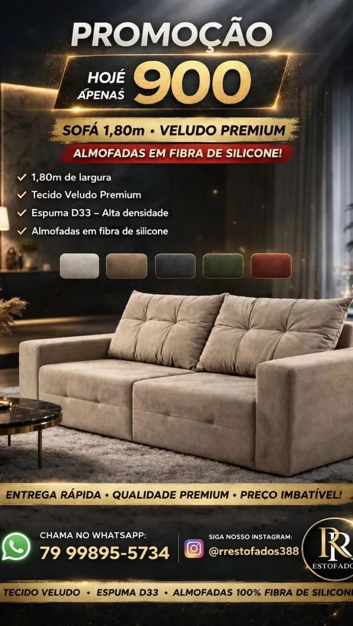 Sofá retrátil com 1,80 m promoção