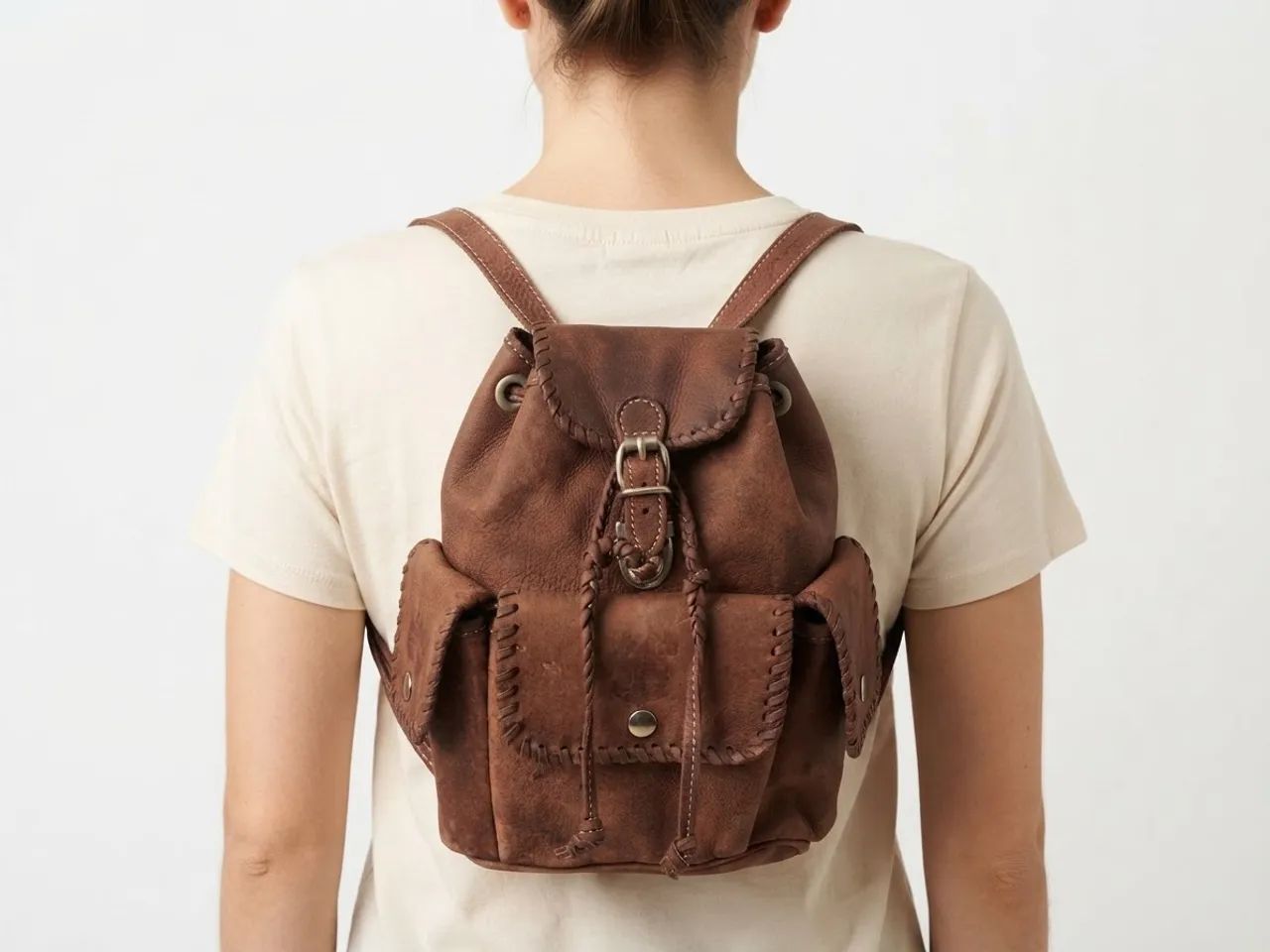 Bolsa de couro marrom feminina 