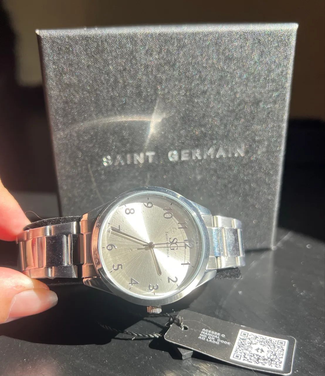 Kit Relógio Feminino Prata com Colar e Brincos Saint Germain - Foto 4