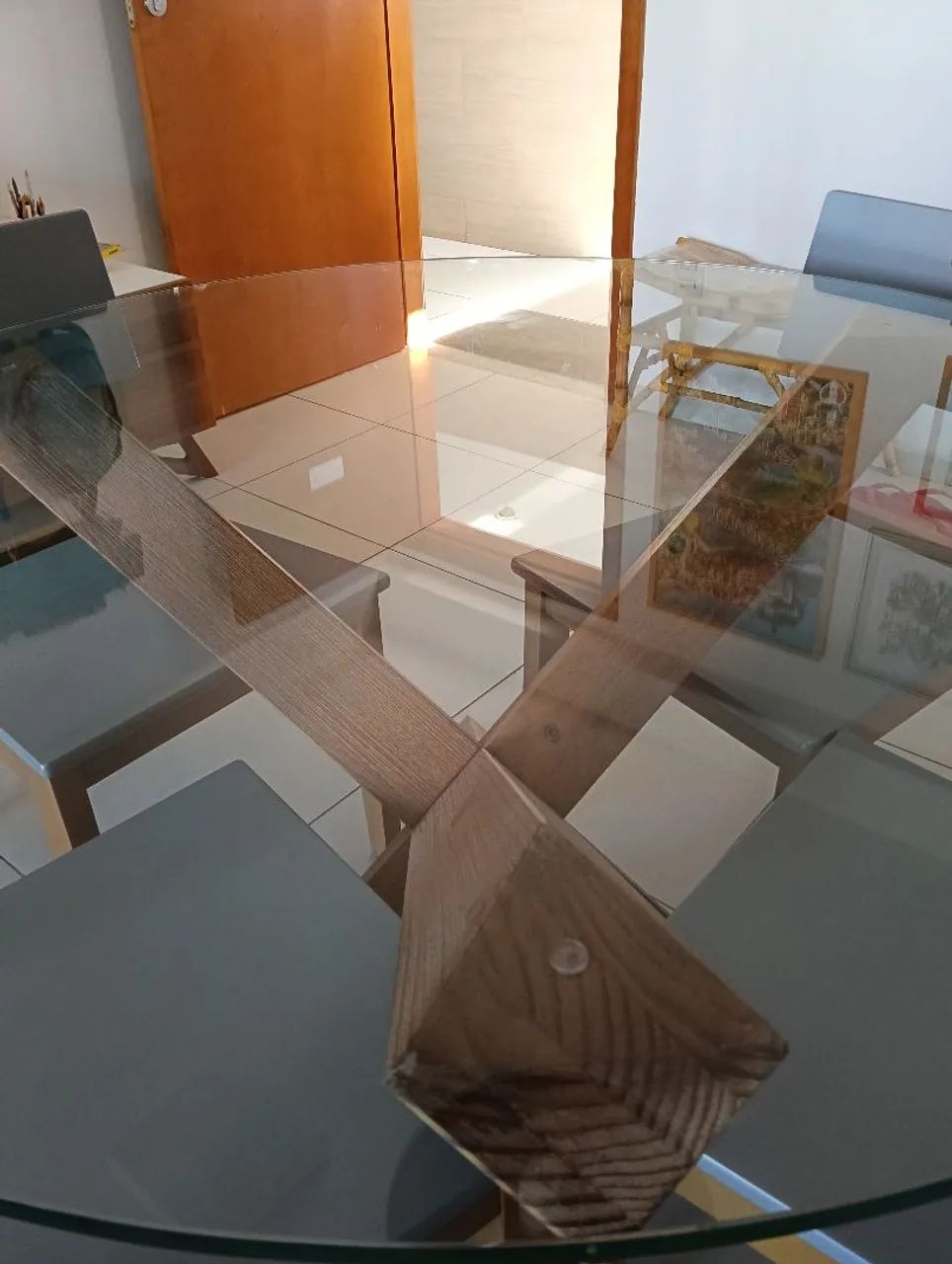 Conjunto de mesa de vidro e 4 cadeiras - Foto 4