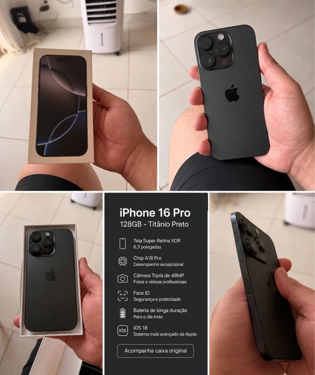 iPhone 16 Pro - 128GB - Titânio Preto - Apple Original - Foto 5