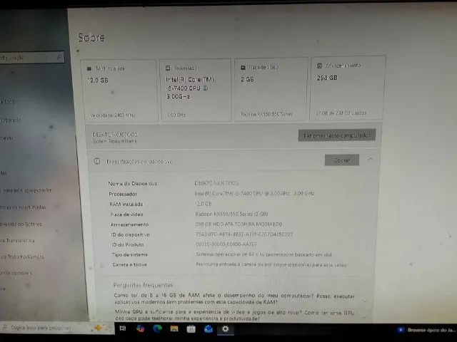 PC Gamer Completo i5 7400, RX 550 2gb - Foto 2