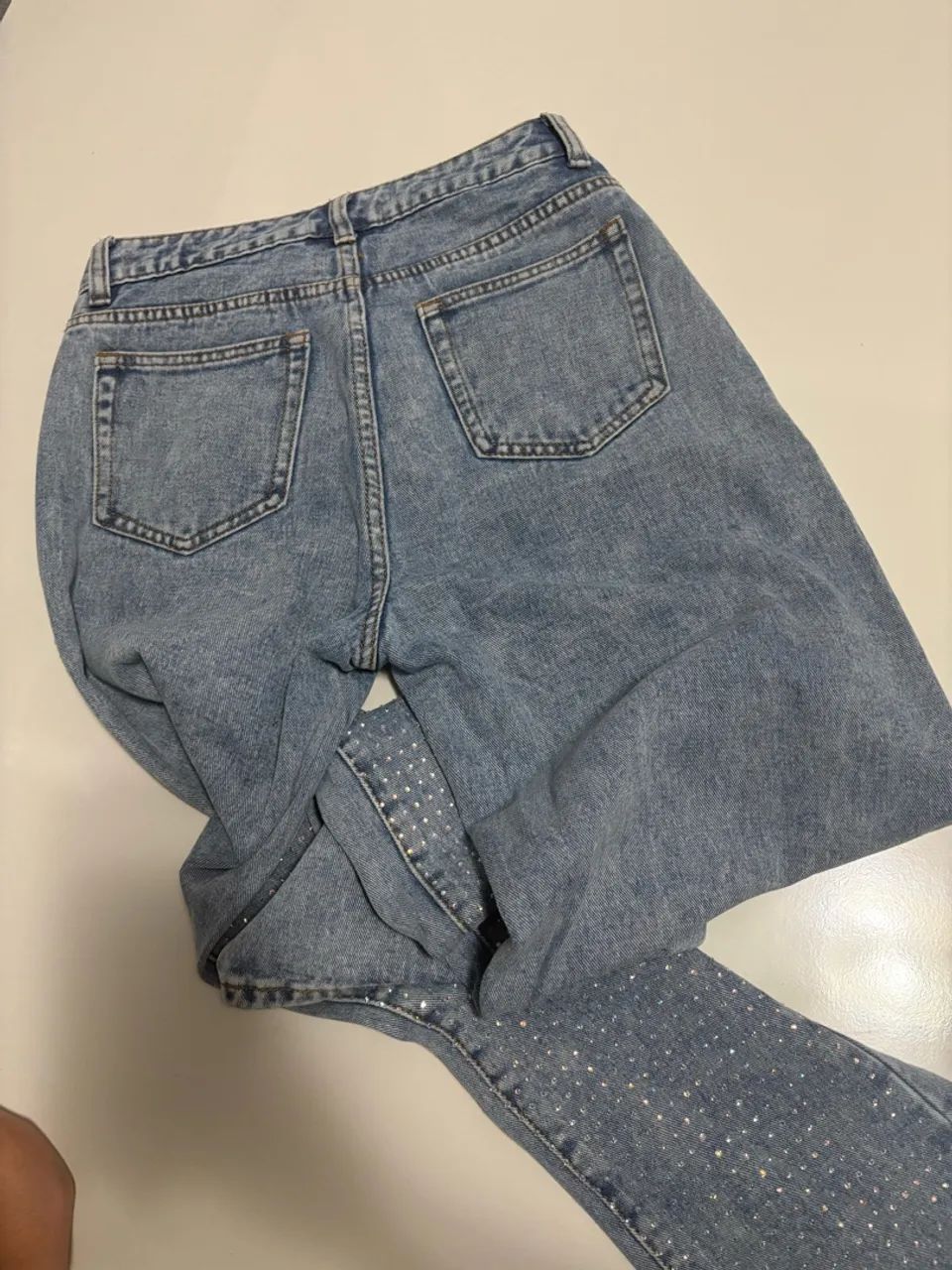 calça jeans shein strass azul 34 - Foto 3