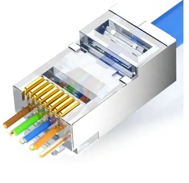 Conector Blindado Rj45 Macho Cat5 De Rede Vazado 100un exbom - Foto 2