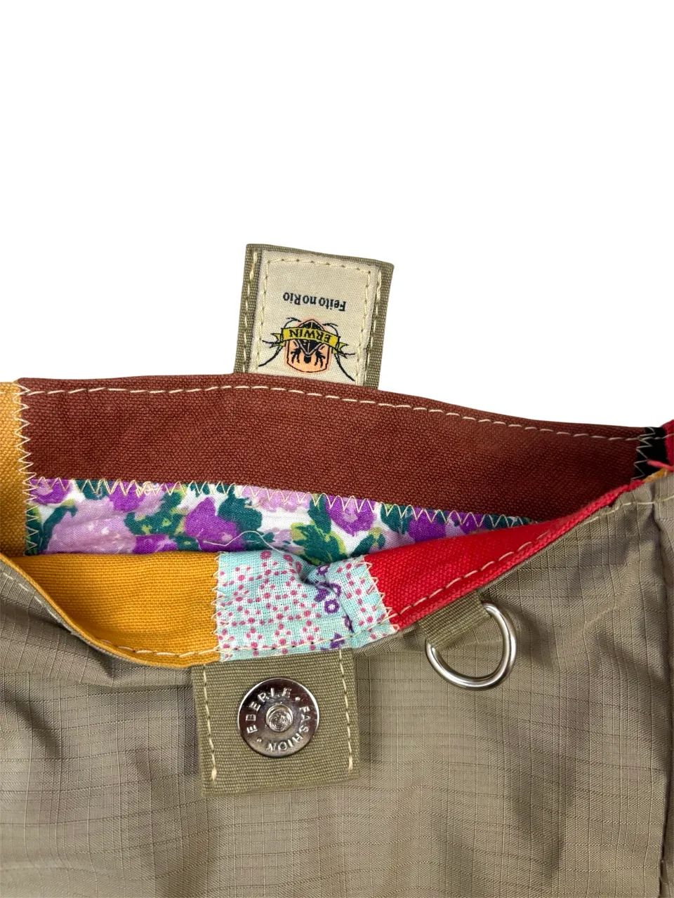 Bolsa Bucket Dupla Face Colorida Patchwork Grande - Foto 3