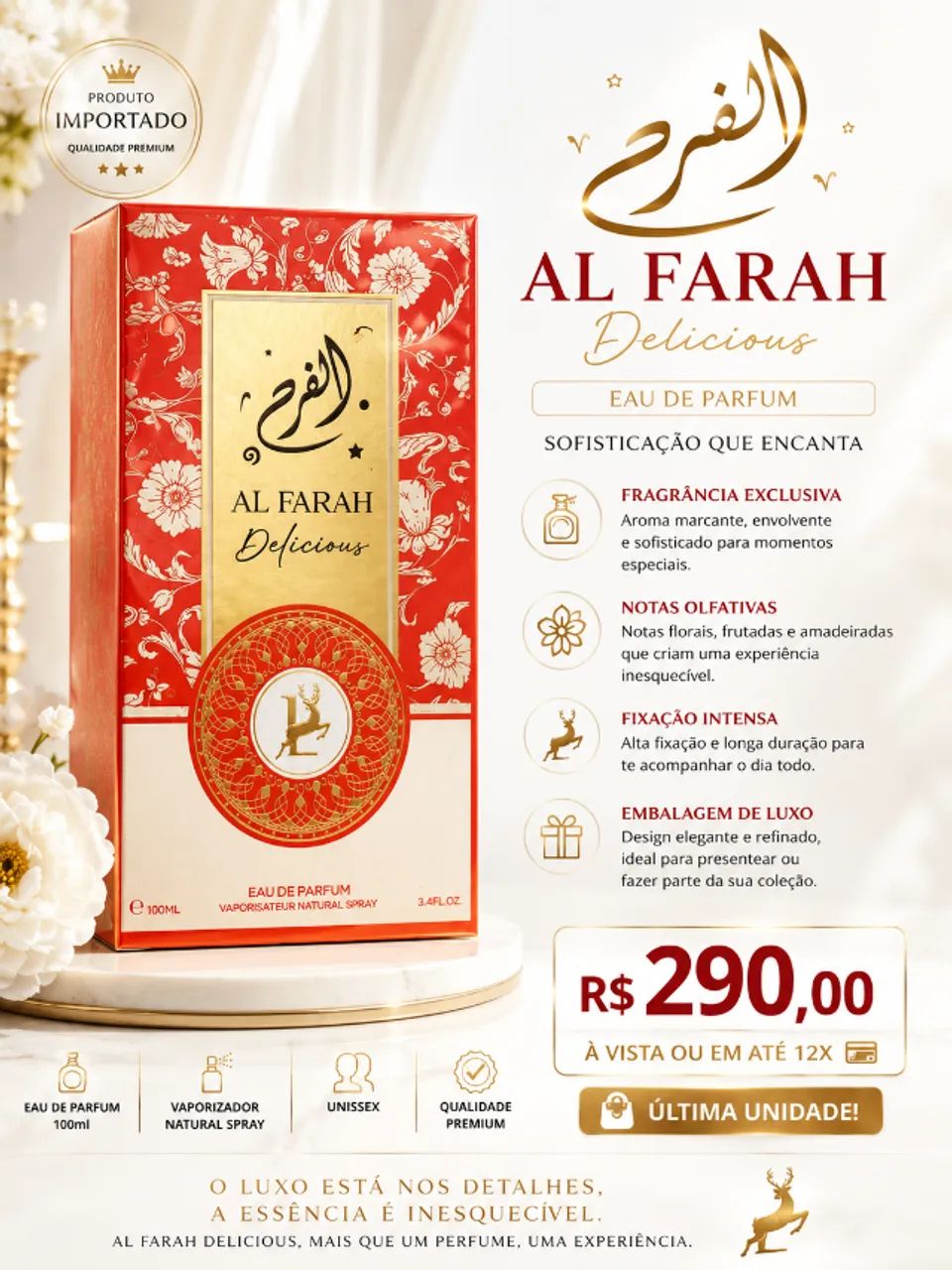 Al Farah Delicious Eau de Parfum Original Importado | Luxo Árabe - Foto 4