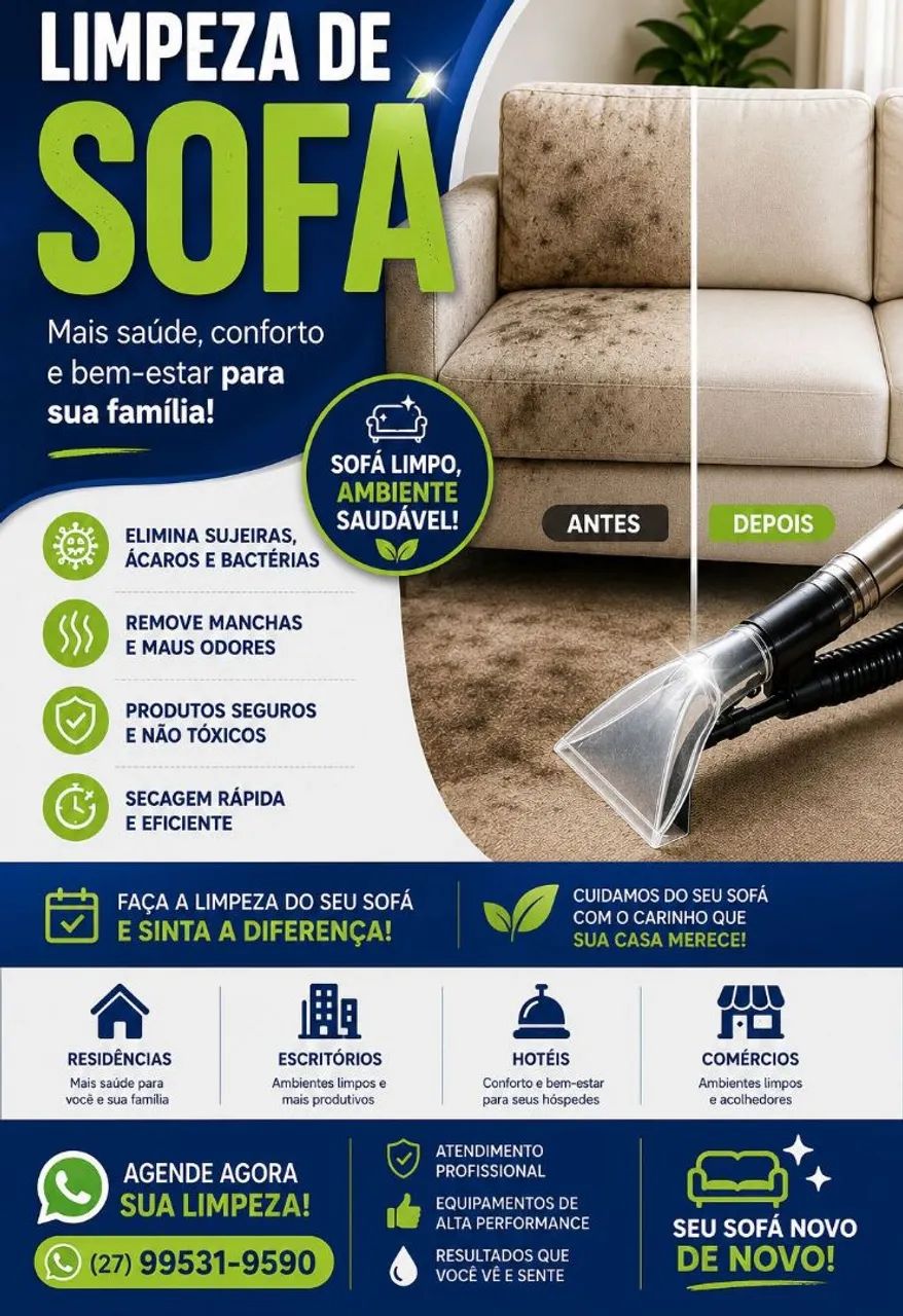 Higienização e limpeza de sofá 