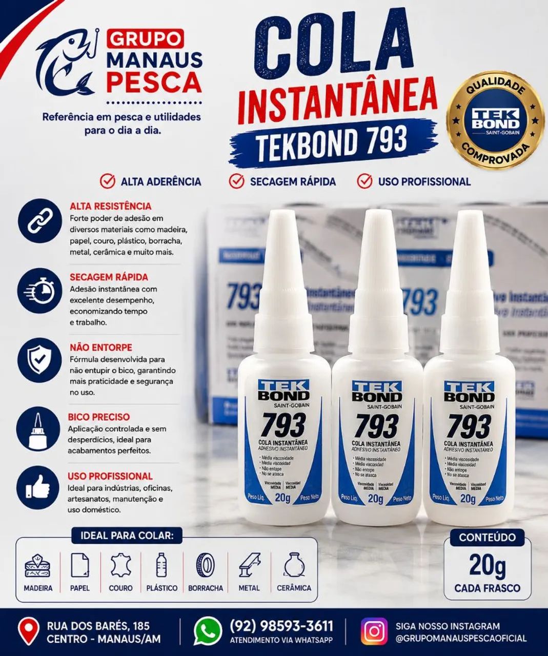 Cola Instantânea Tekbond - unidade 