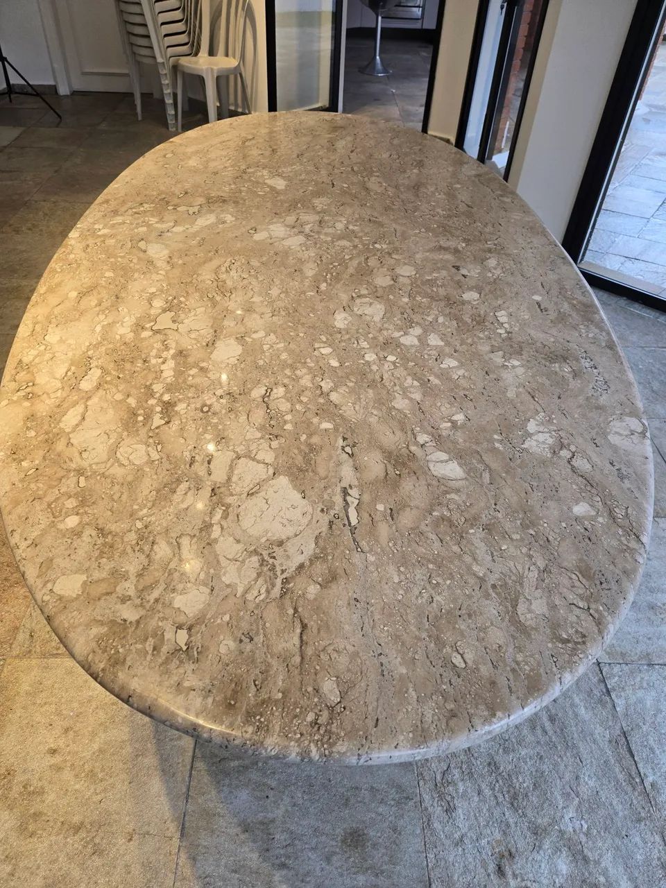 MESA OVAL MARMORE TRAVERTINO - Foto 3