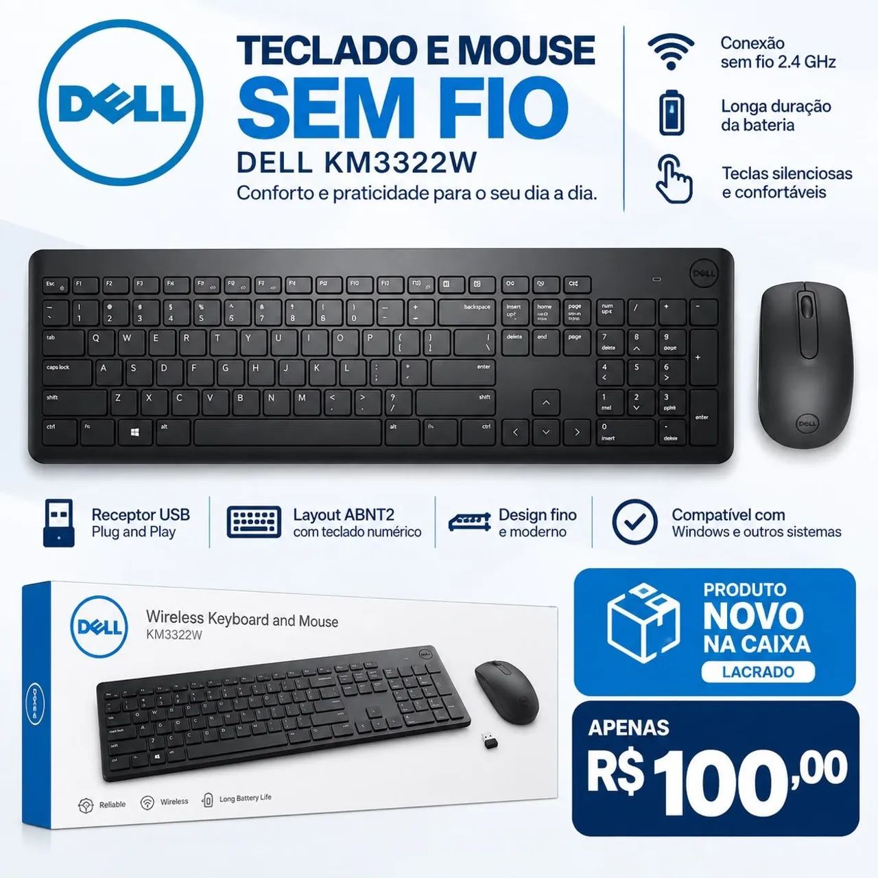 KIT TECLADO E MOUSE DELL