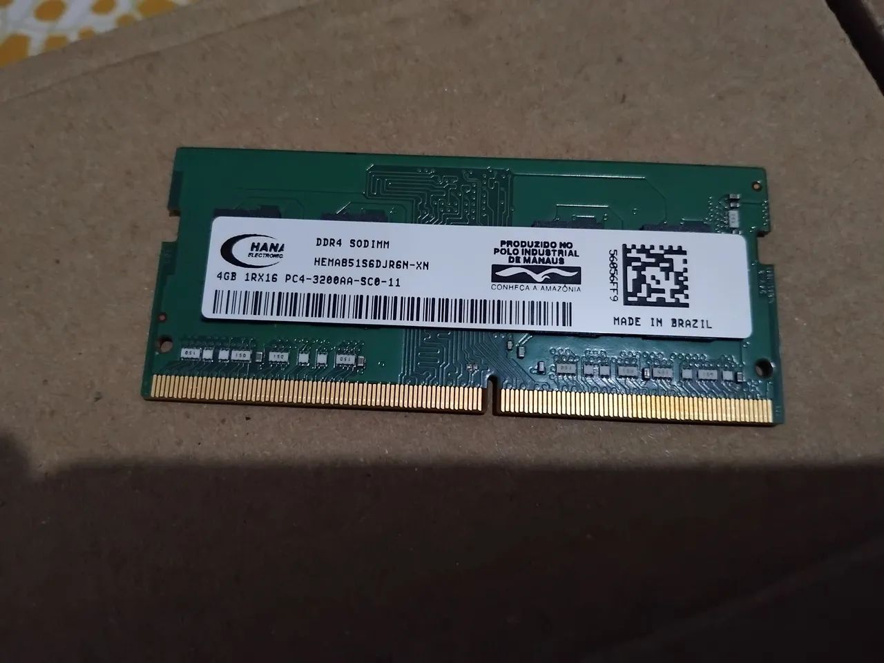 Memória RAM Notebook 4GB DDR4 3200MHz Hana Micron - Semi-nova (1 mês de uso)