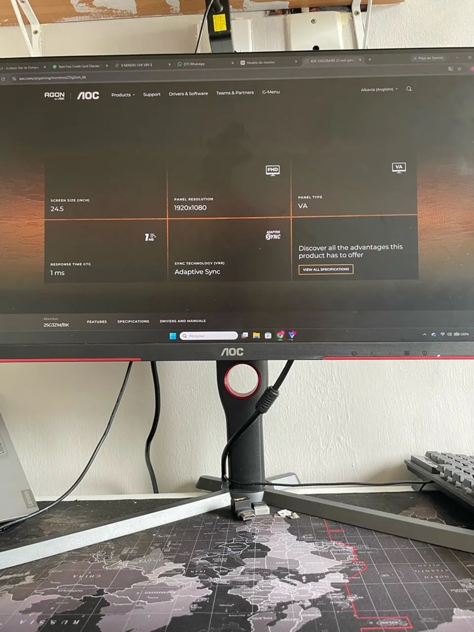 Monitor gamer AOC 24,5 
