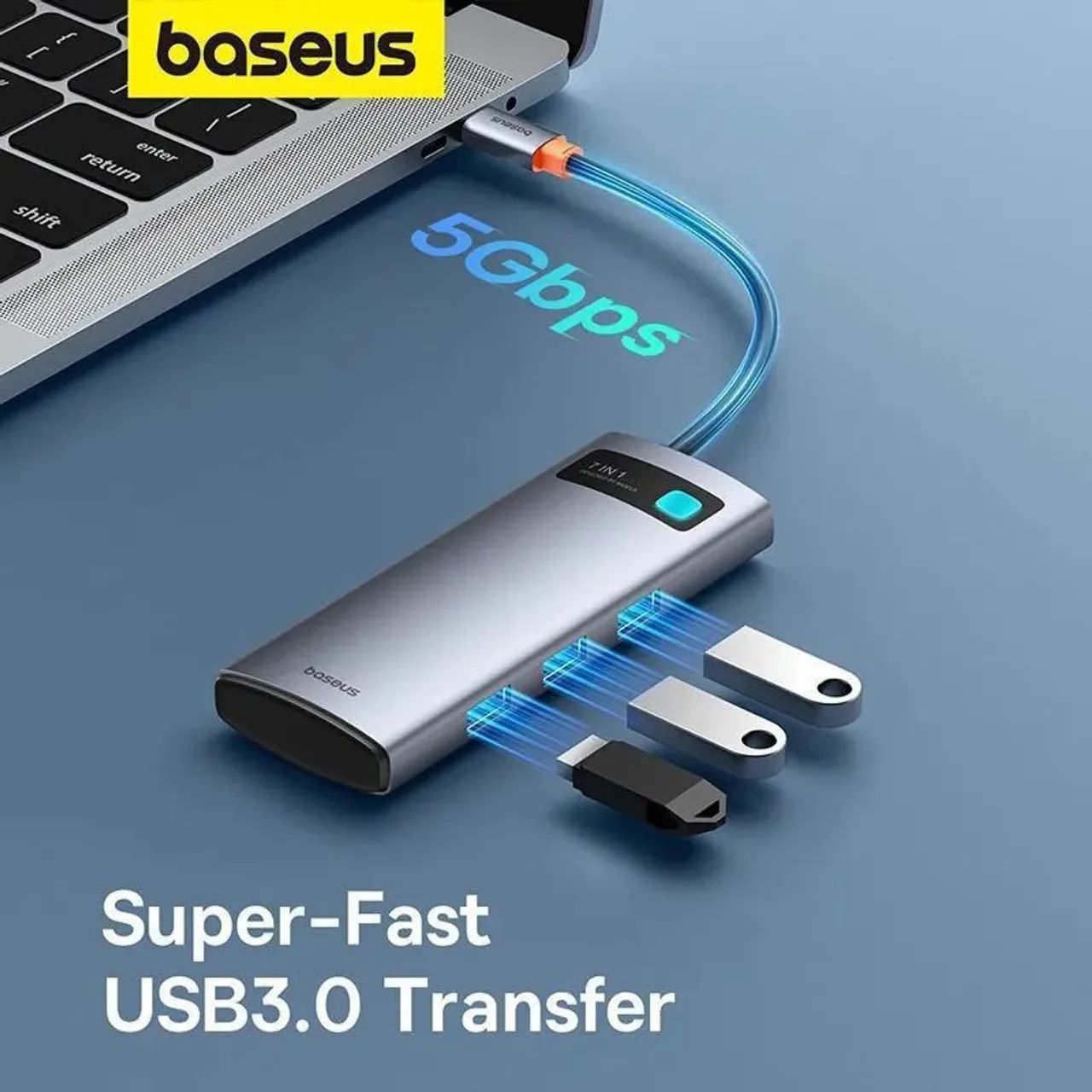 Hub Usb C Ideal Para MAC Baseus 7 Portas (Original e Lacrado) - Foto 3