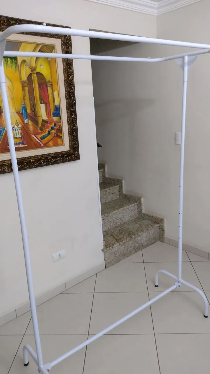 Arara dupla branca para roupas semi nova