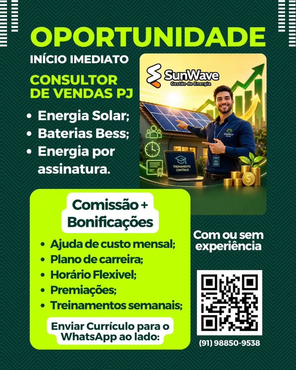 Vendedor - Energia solar - Seu teto é o sol