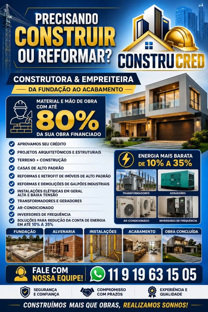 Construtora e empreiteira material e mão de obra 