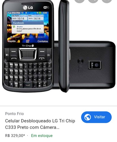 Celular LG Mod: Tri Chip C333 somente aparelho(com defeito), manual, caixa, sem bateria - Foto 2