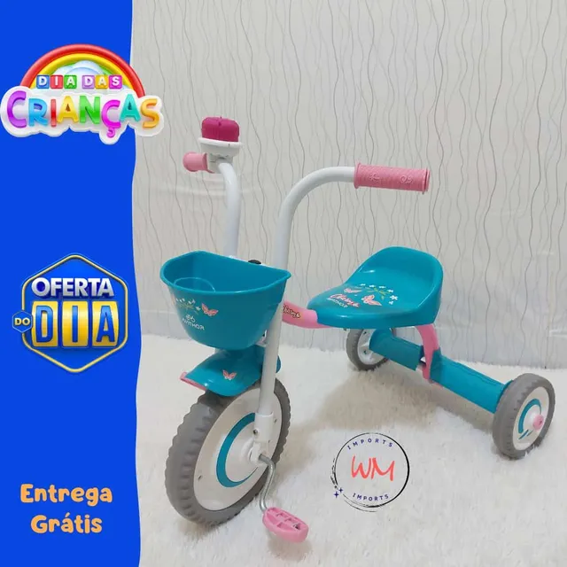 Triciclo Escolar 3 Roda Velotrol Pega Carona Motoca Infantil