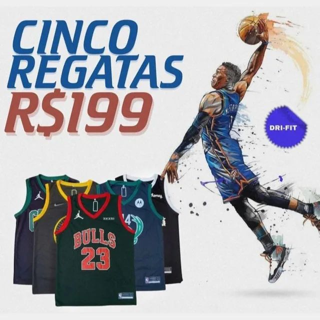 Kit 5 Camisetas de Basquete NBA