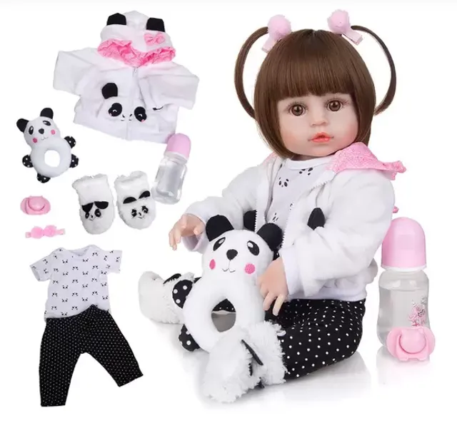 Boneca bebê reborn 48 cm silicone girafa roupa inverno menina em Promoção  na Americanas