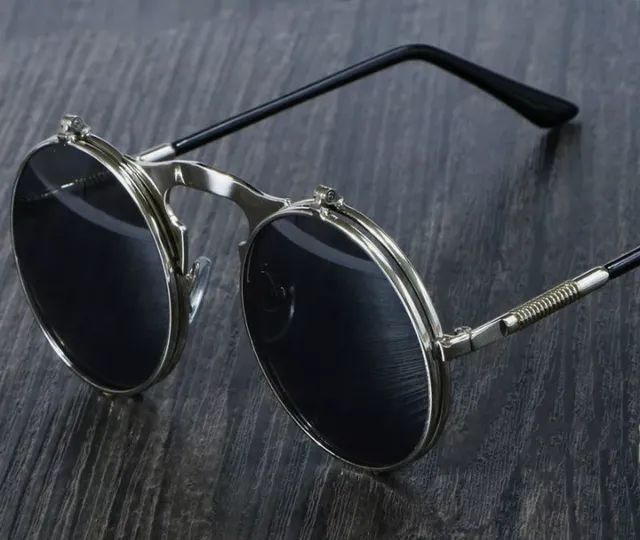 Óculos steampunk retrô armação em metal proteção UV 400 - Foto 5