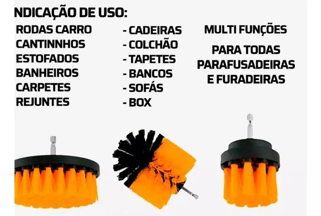 Kit Escovas Limpeza Pesada com extensor para Azulejo Rejunte Pia Box Sofá Pneus Tapetes - Foto 4