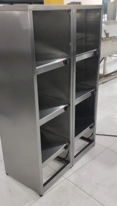 Estantes inox com pista quente para hamburgueria, delivery - Foto 2