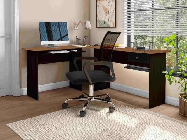 sala escritorio mesa office em L